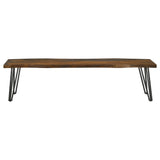 Coaster Neve Live-edge Dining Bench with Hairpin Legs Sheesham Grey and Gunmetal Default Title