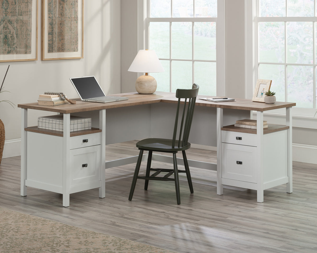 Cottage Road  White L-Shaped Desk with Drawers