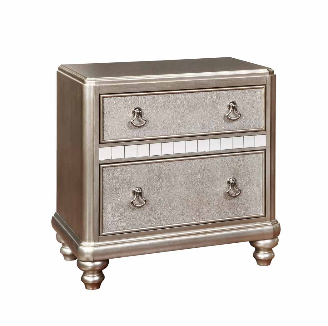 Coaster Bling Game 2-drawer Nightstand Metallic Platinum Default Title