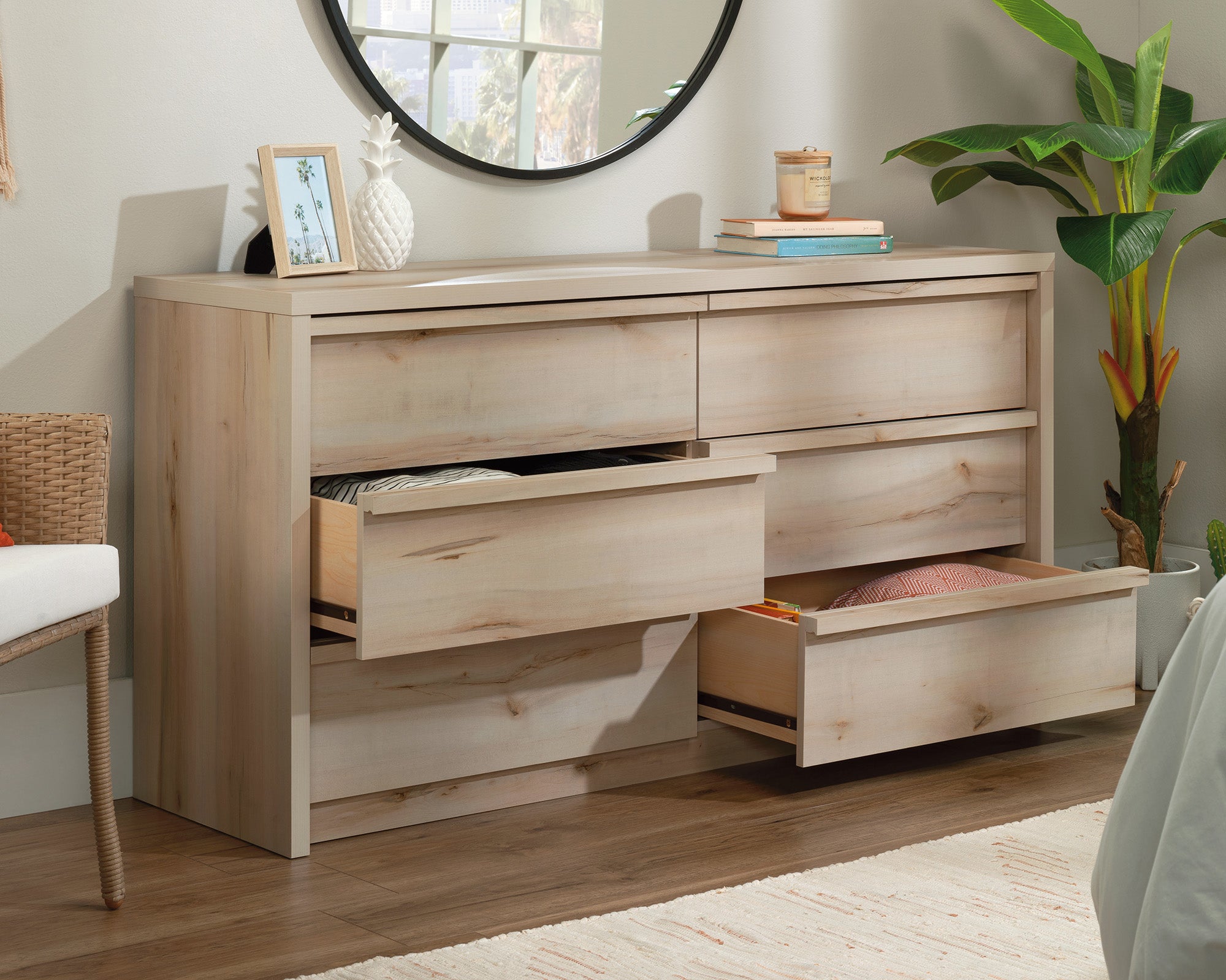 Harvey Park  6-Drawer Bedroom Dresser in Pacific Maple