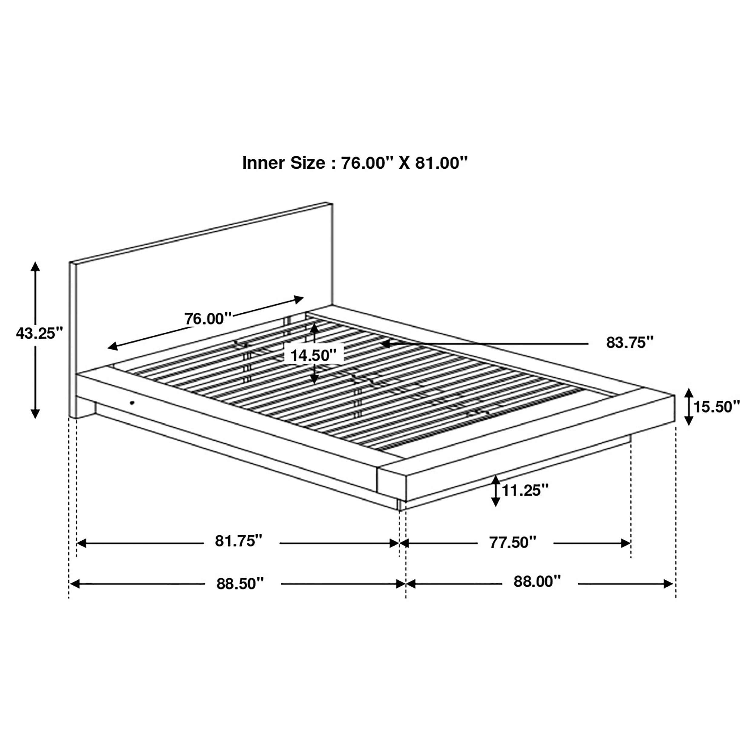 Coaster Jessica Platform Bed with Rail Seating Cappuccino Cal King