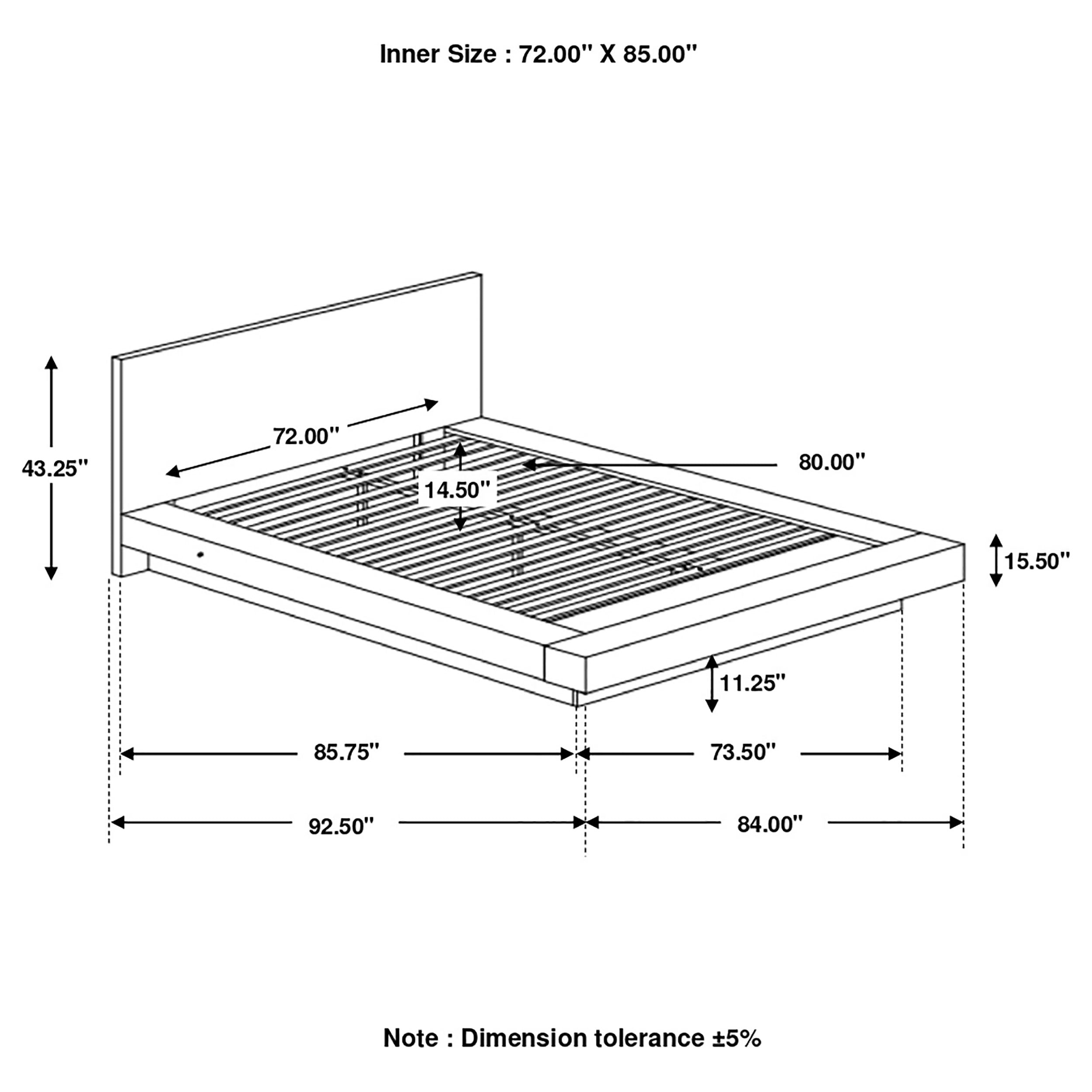 Coaster Jessica Platform Bed with Rail Seating Cappuccino Cal King