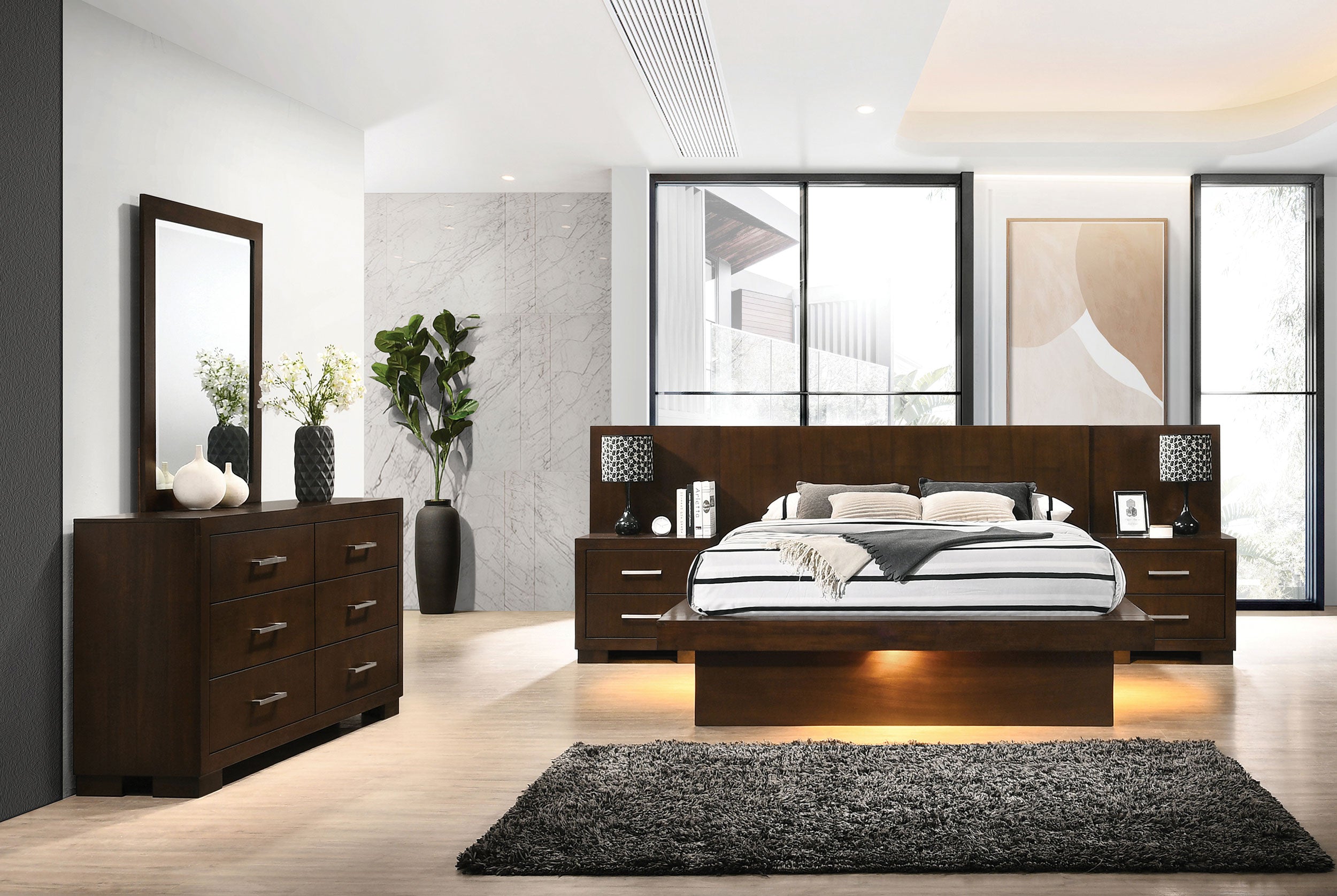 Jessica   LED Bedroom Set Cappuccino