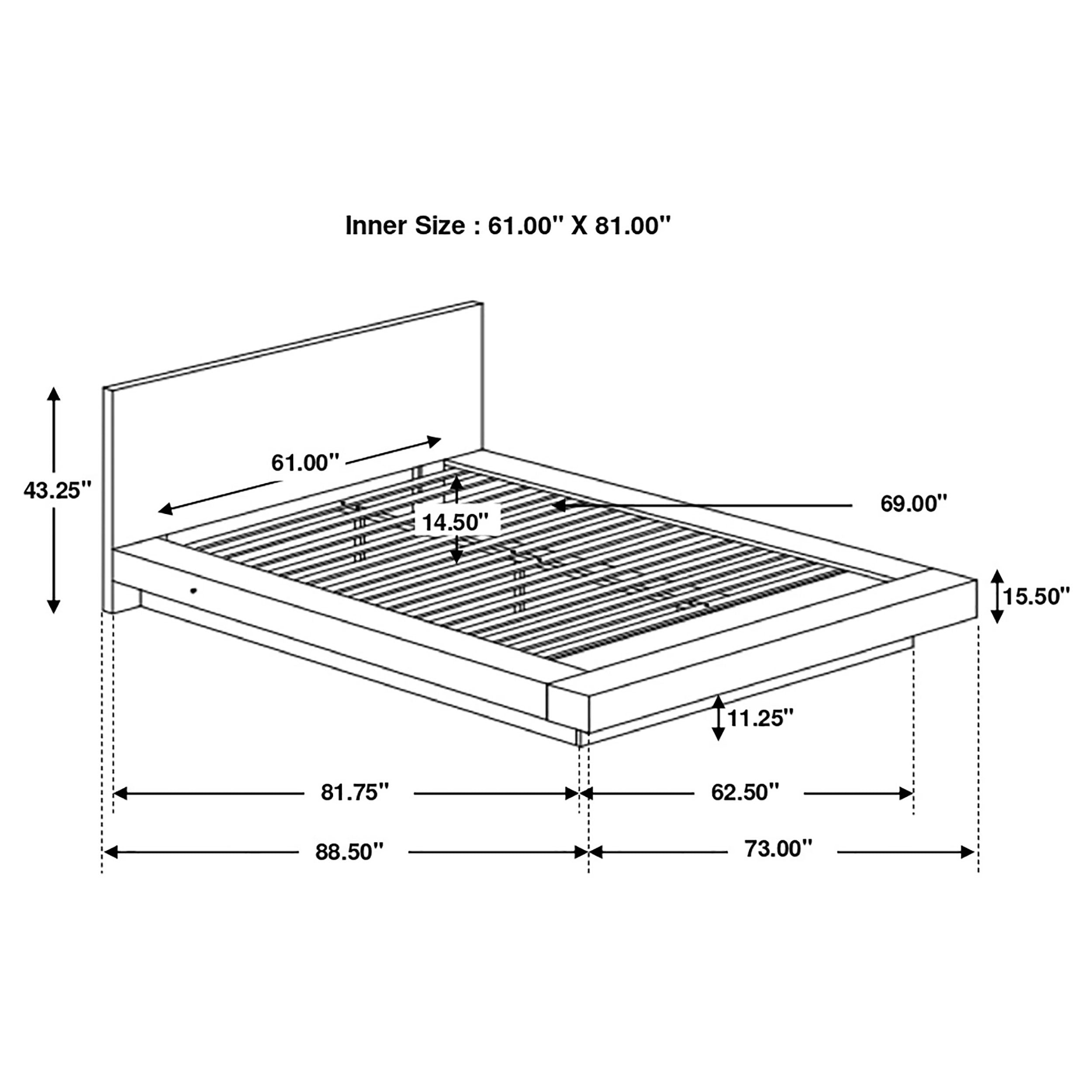 Coaster Jessica Platform Bed with Rail Seating Cappuccino Cal King