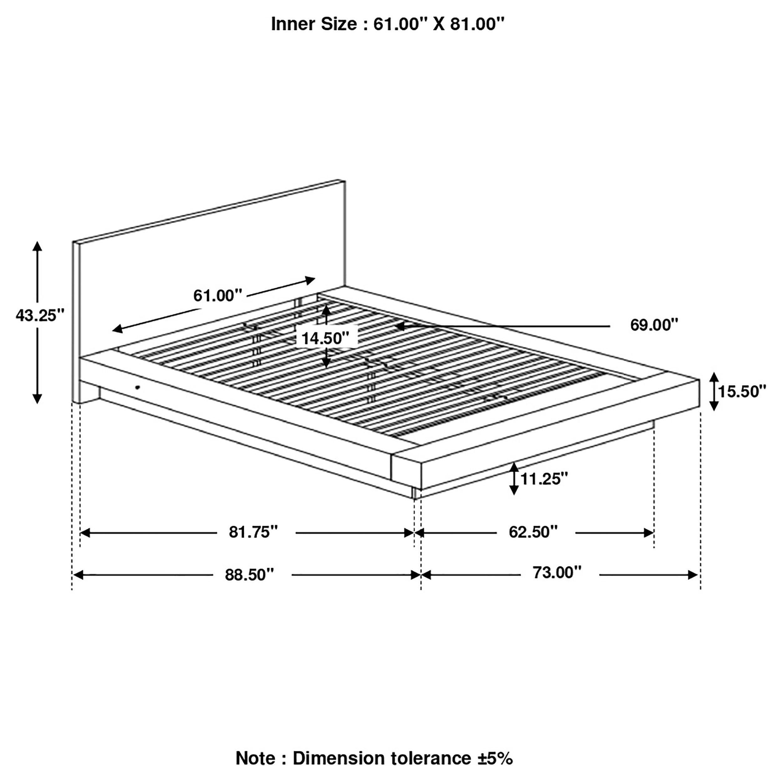 Coaster Jessica Platform Bed with Rail Seating Cappuccino Cal King