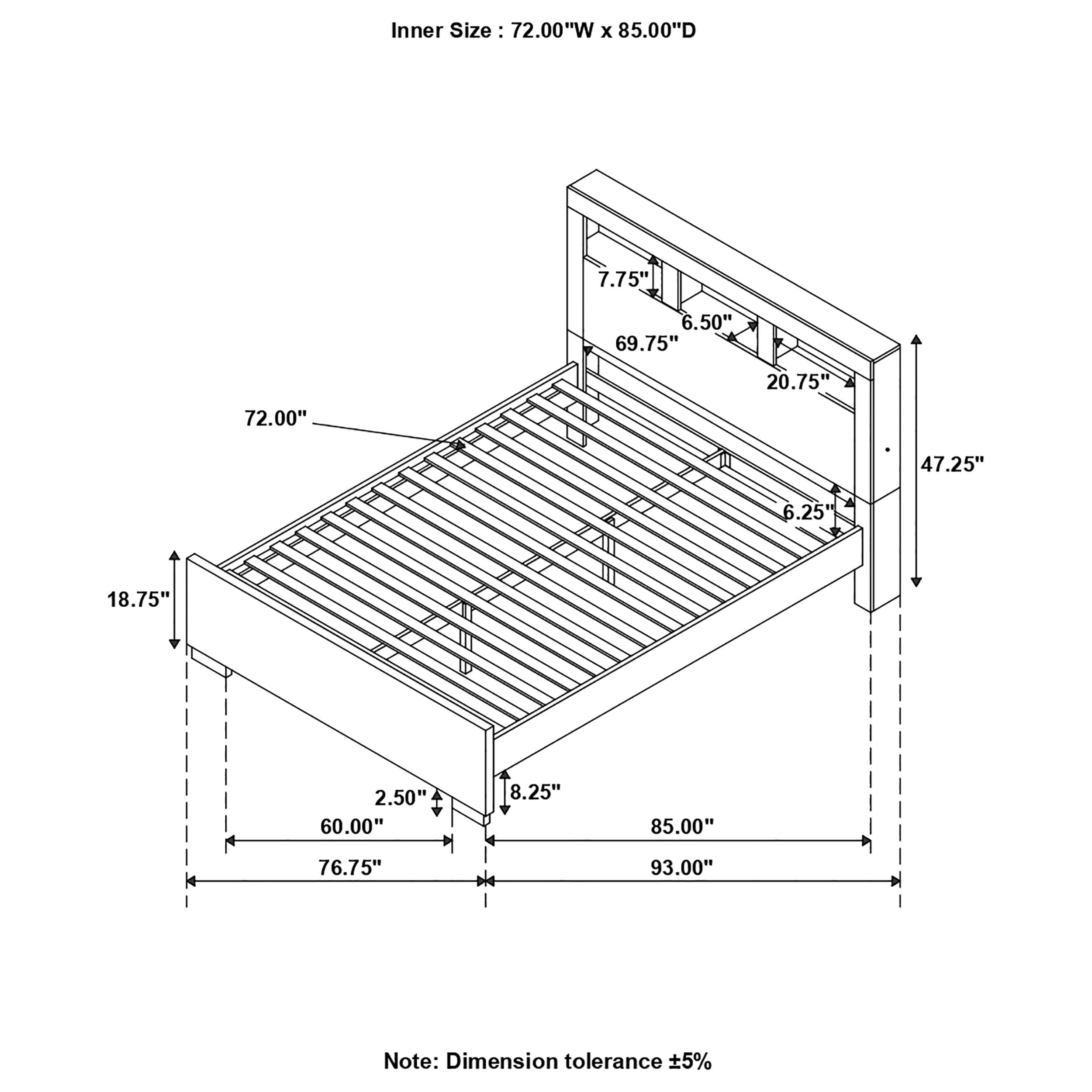 Coaster Jessica Bed with Storage Headboard Cappuccino Cal King