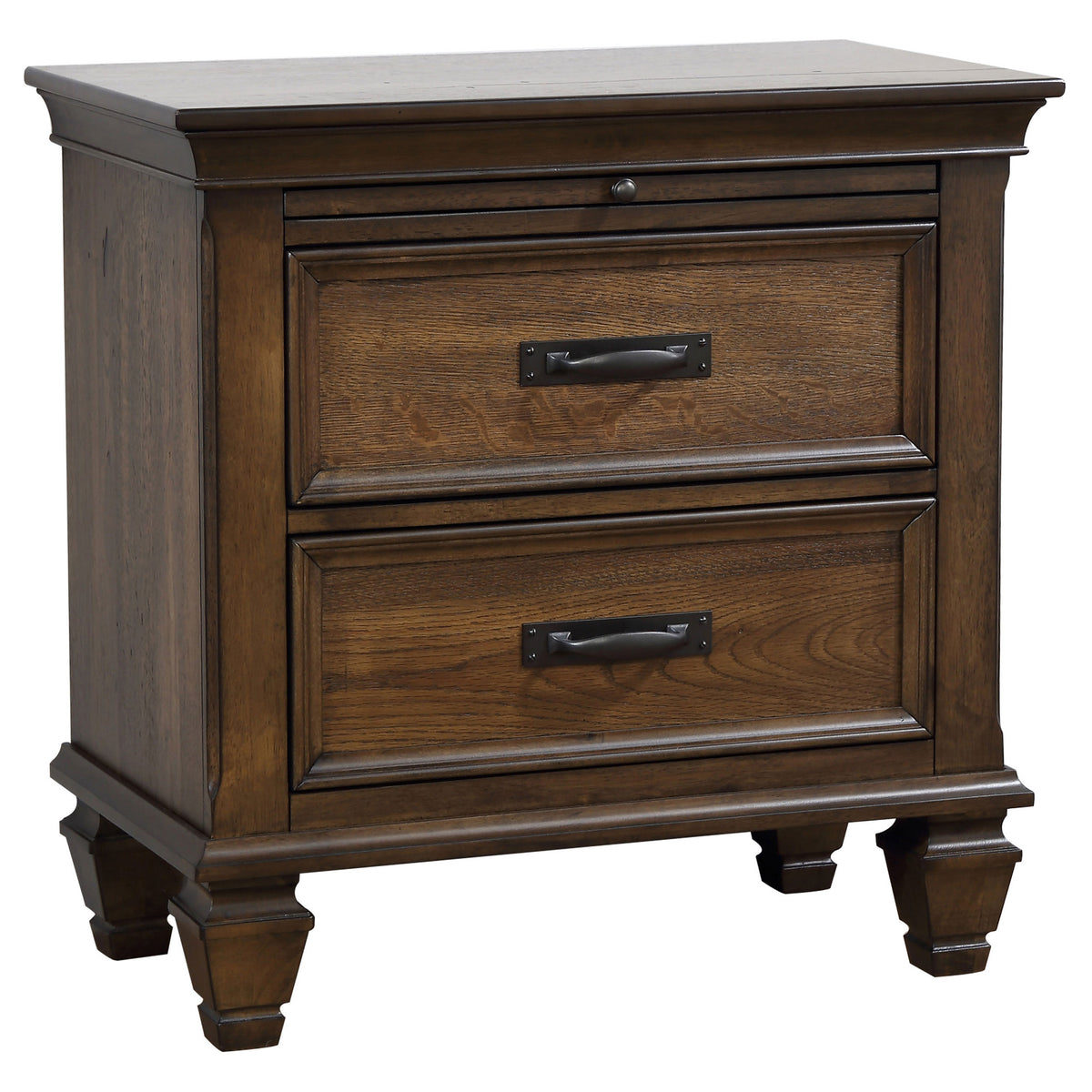 Coaster Franco 2-drawer Nightstand with Pull Out Tray Burnished Oak Default Title