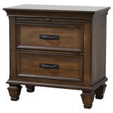 Coaster Franco 2-drawer Nightstand with Pull Out Tray Burnished Oak Default Title