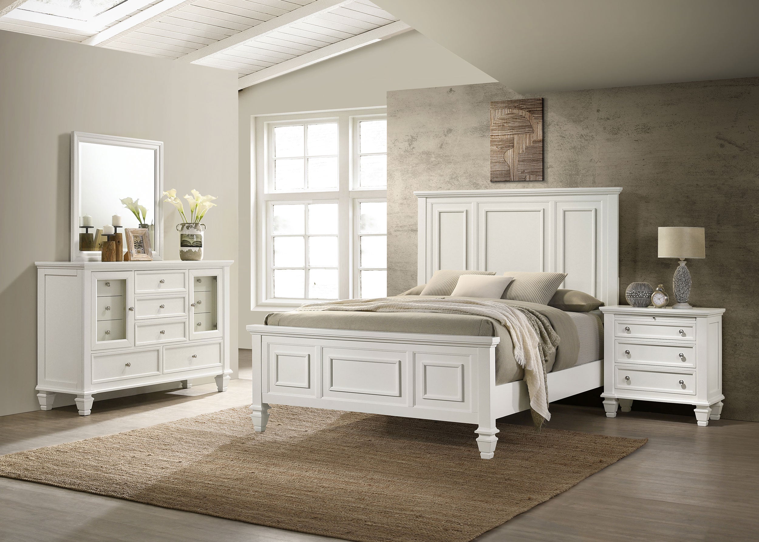 Coaster Sandy Beach Bedroom Set with High Headboard Cal King Set of 4