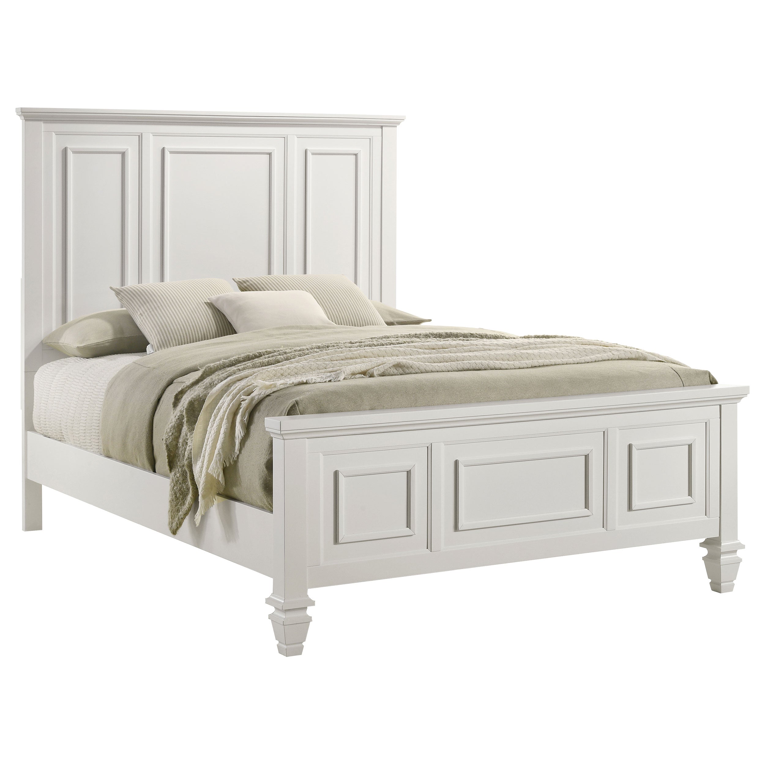 Coaster Sandy Beach Panel Bed with High Headboard Cream White Cal King