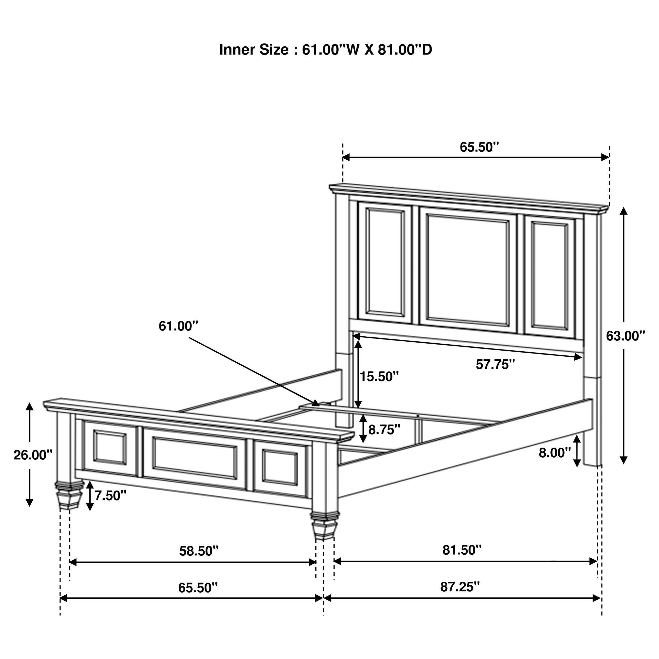 Coaster Sandy Beach Bedroom Set with High Headboard Cal King Set of 5