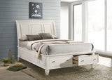 Coaster Sandy Beach Storage Sleigh Bed Cream White Cal King