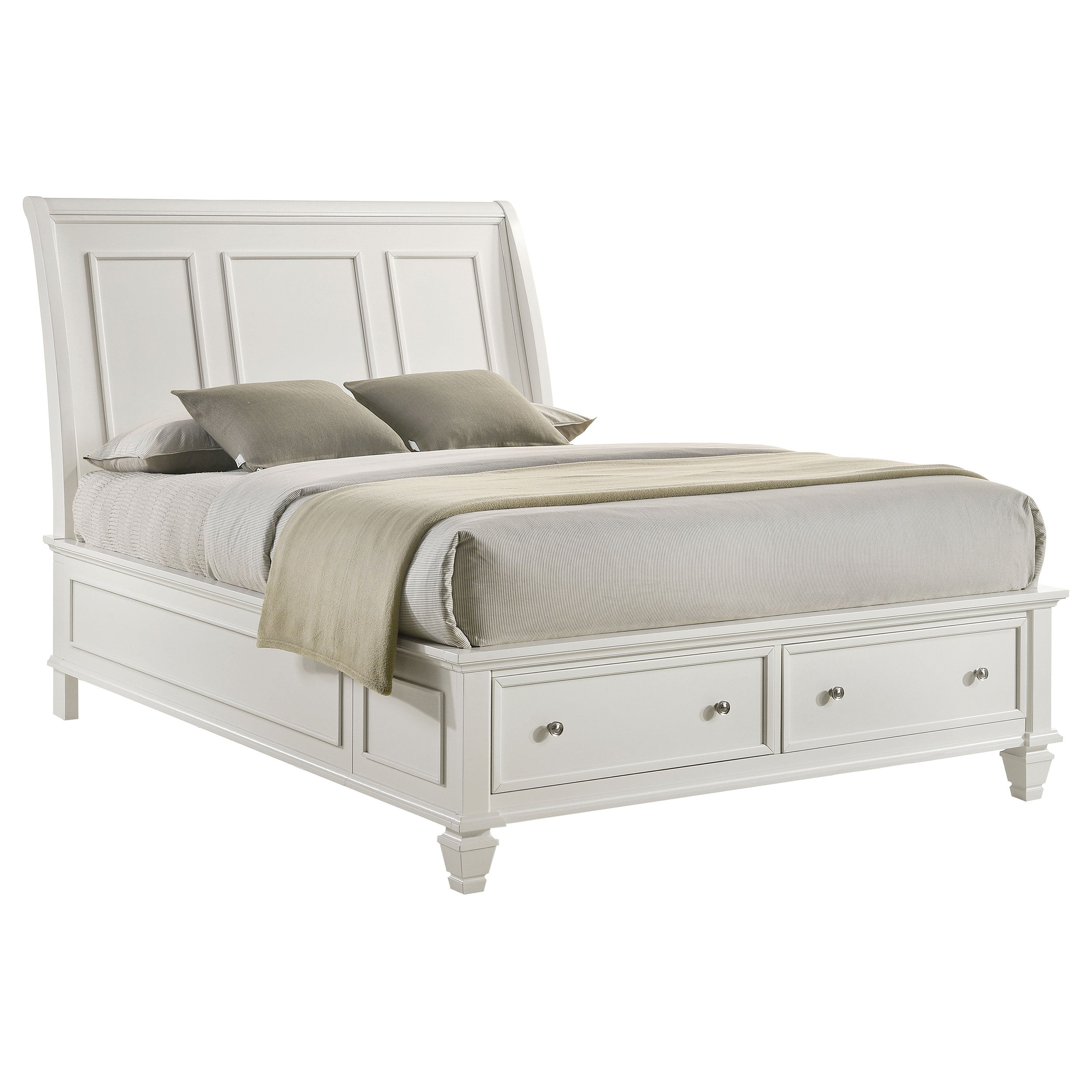 Coaster Sandy Beach Storage Sleigh Bed Cream White Cal King