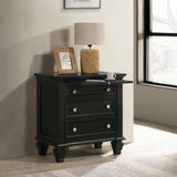 Coaster Sandy Beach 3-drawer Nightstand Black Default Title