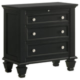 Coaster Sandy Beach 3-drawer Nightstand Black Default Title