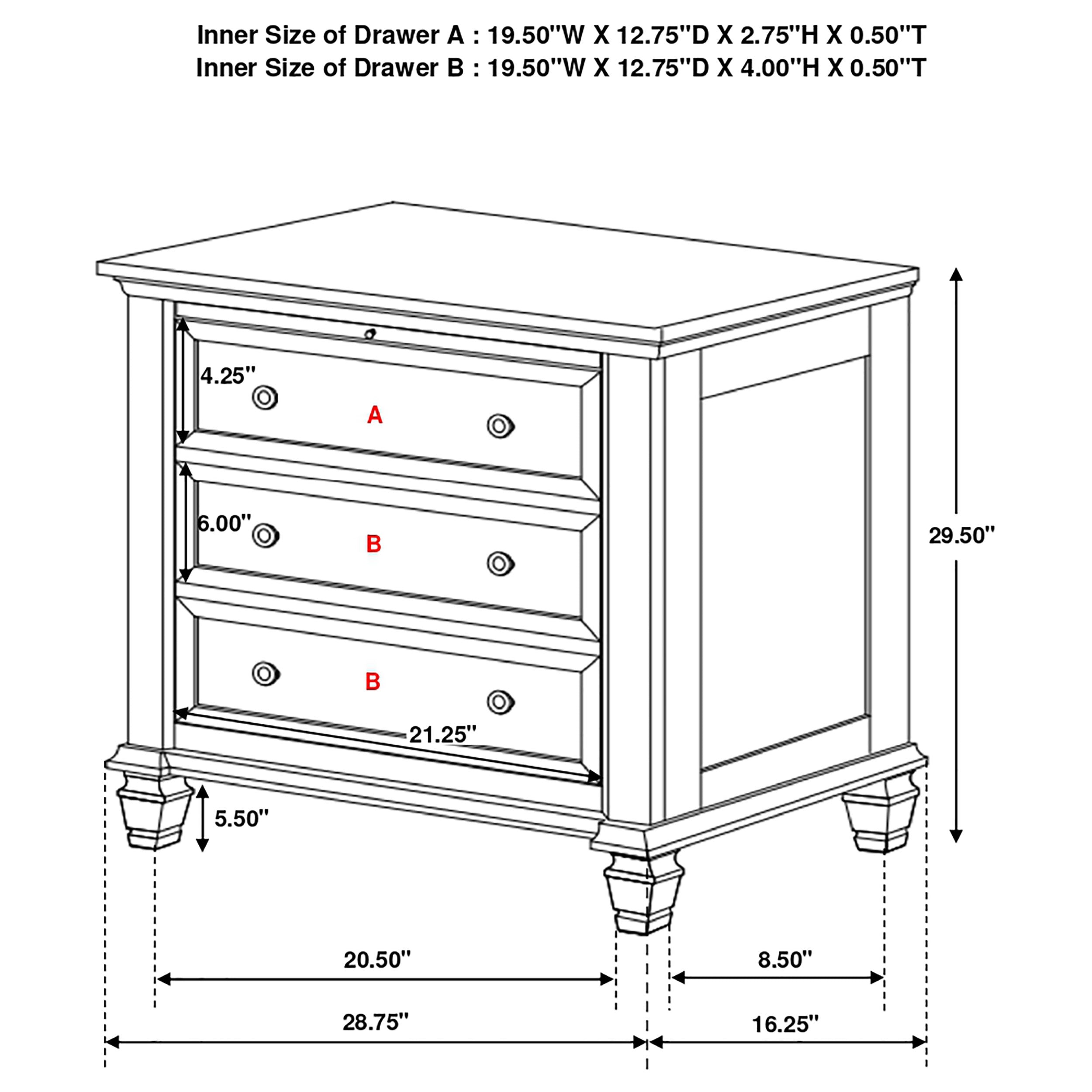 Coaster Sandy Beach 3-drawer Nightstand Black Default Title