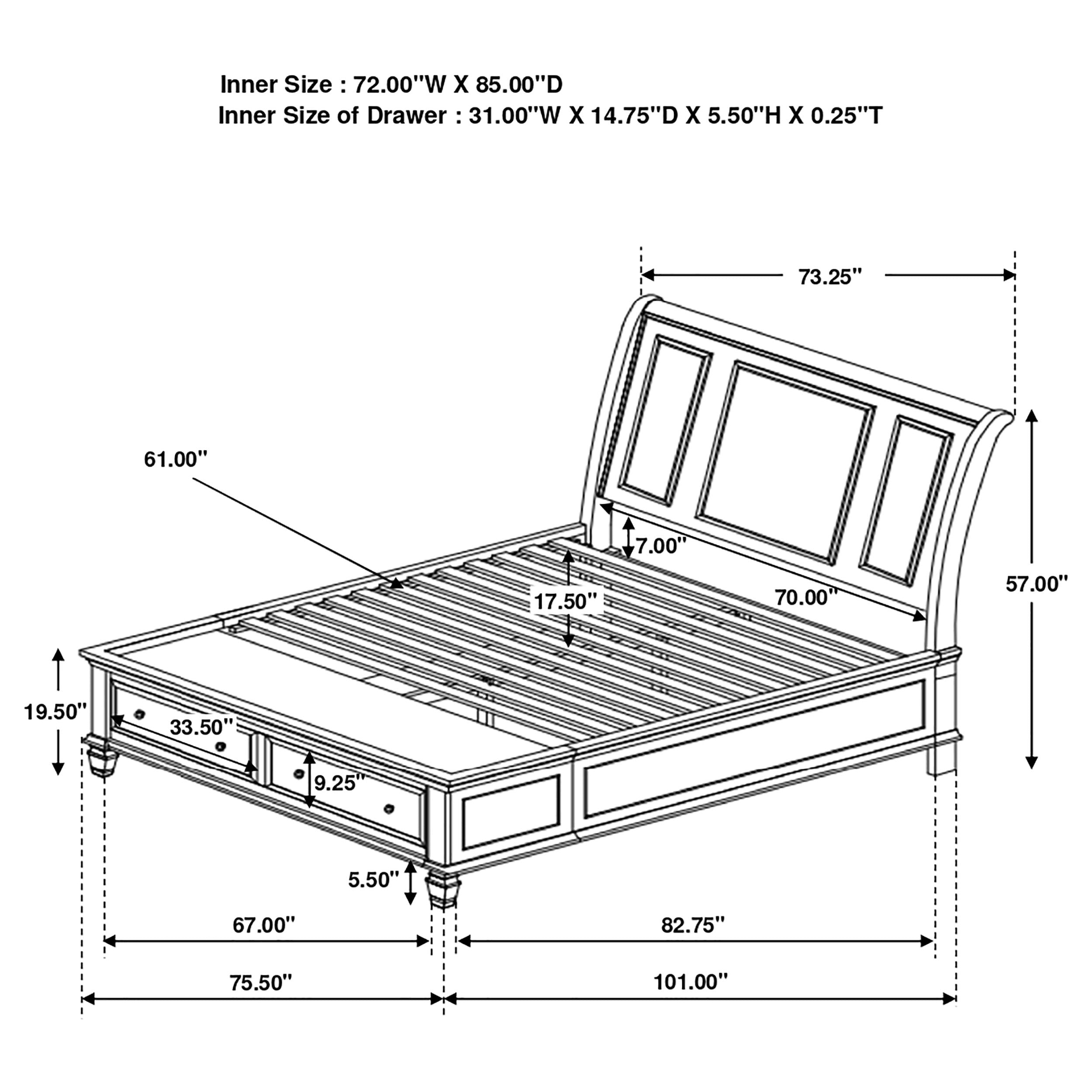 Coaster Sandy Beach Storage Sleigh Bed Black Cal King