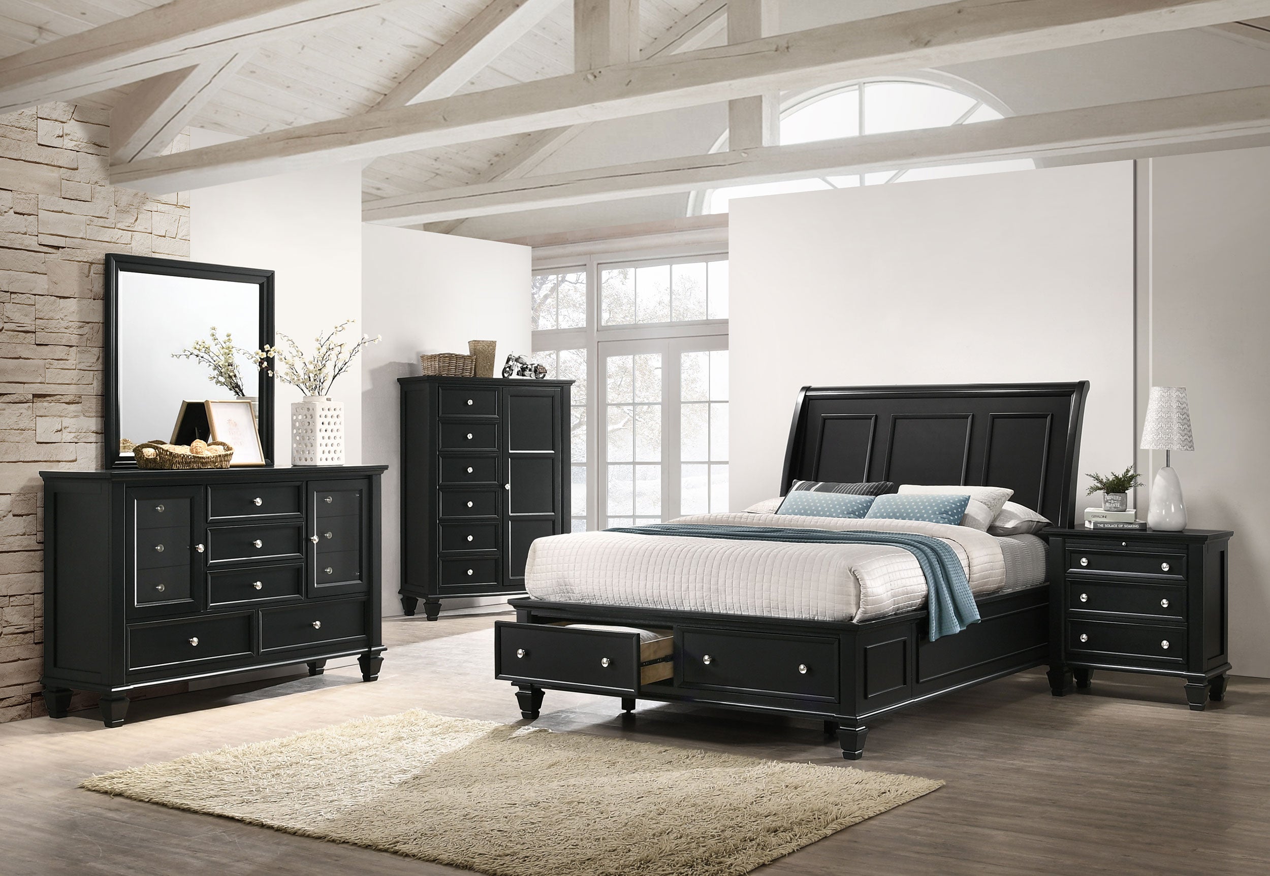 Coaster Sandy Beach Storage Sleigh Bed Black Cal King