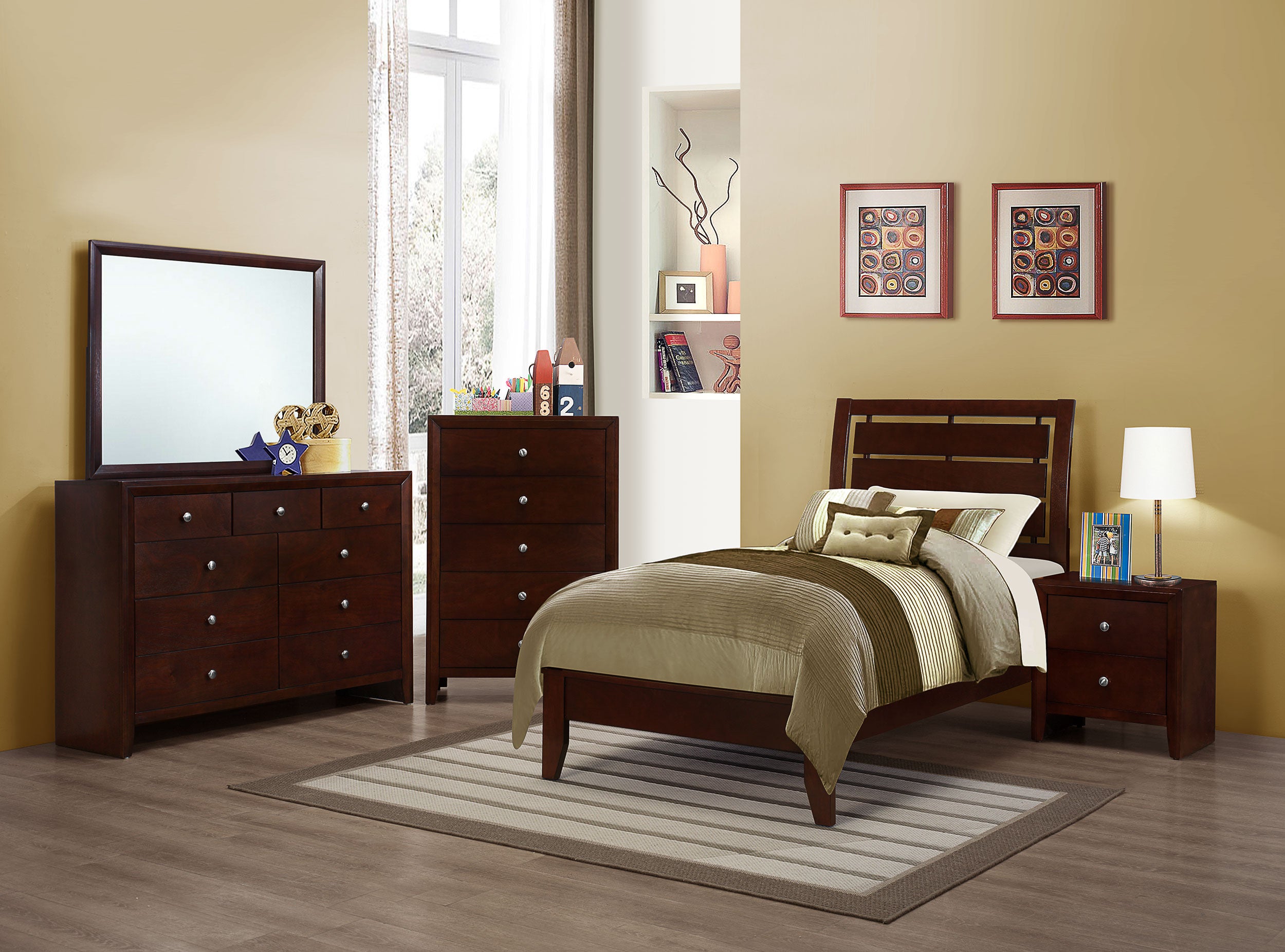 Coaster Serenity Panel Bedroom Set Rich Merlot Twin Set of 5