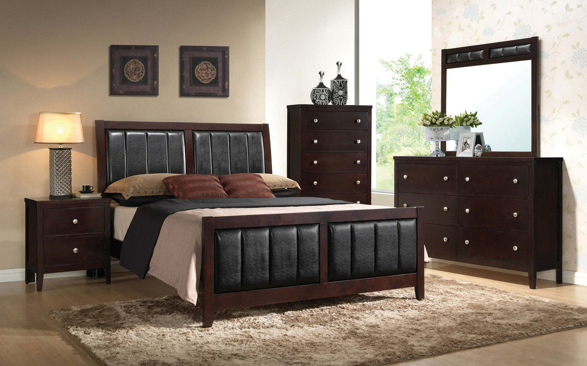 Coaster Carlton Bedroom Set with Upholstered Headboard Cappuccino Eastern King Set of 4