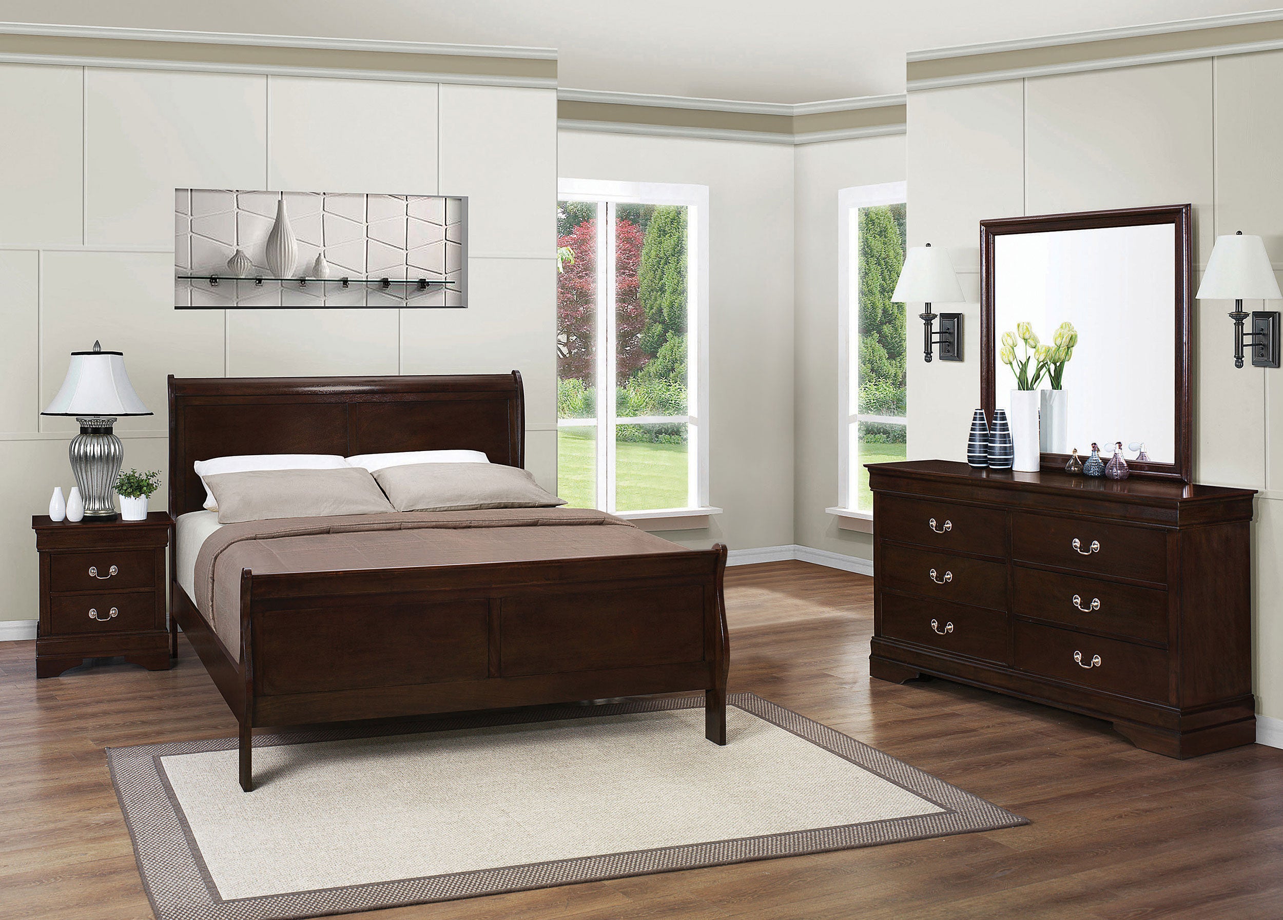 Coaster Louis Philippe Panel Bedroom Set with High Headboard Twin Set of 5