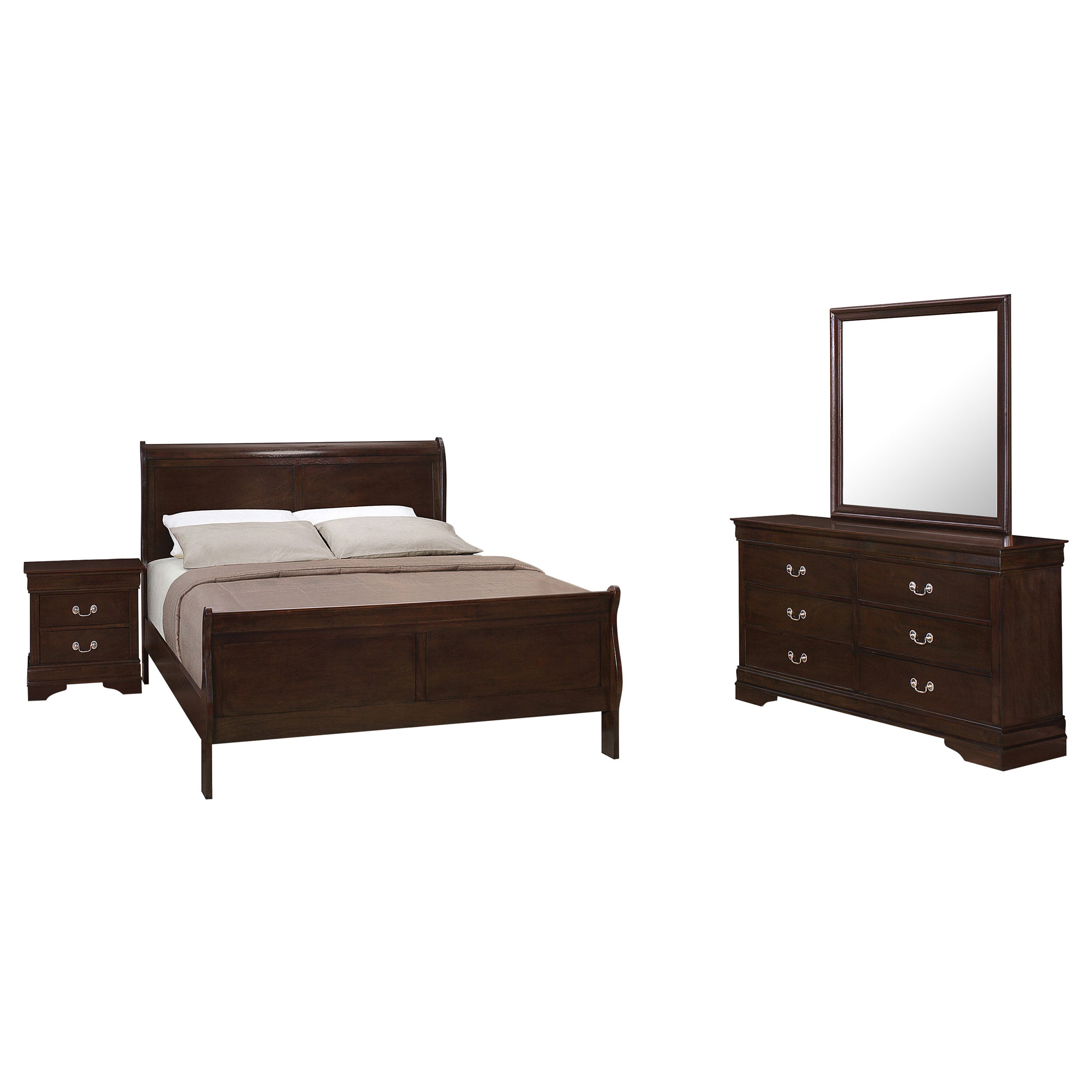 Coaster Louis Philippe Panel Bedroom Set with High Headboard Full Set of 4