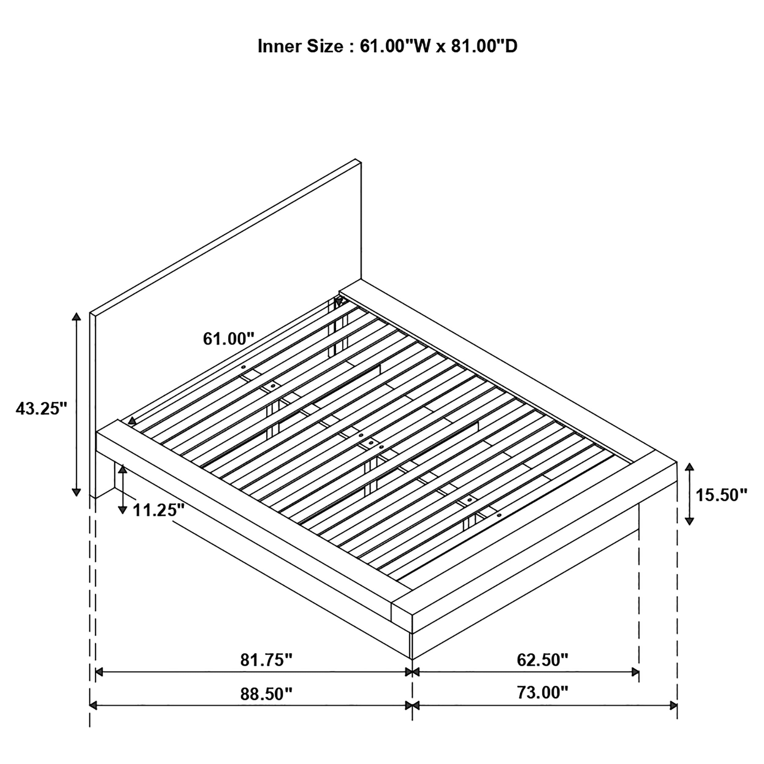 Coaster Jessica Platform Bed with Rail Seating White Cal King