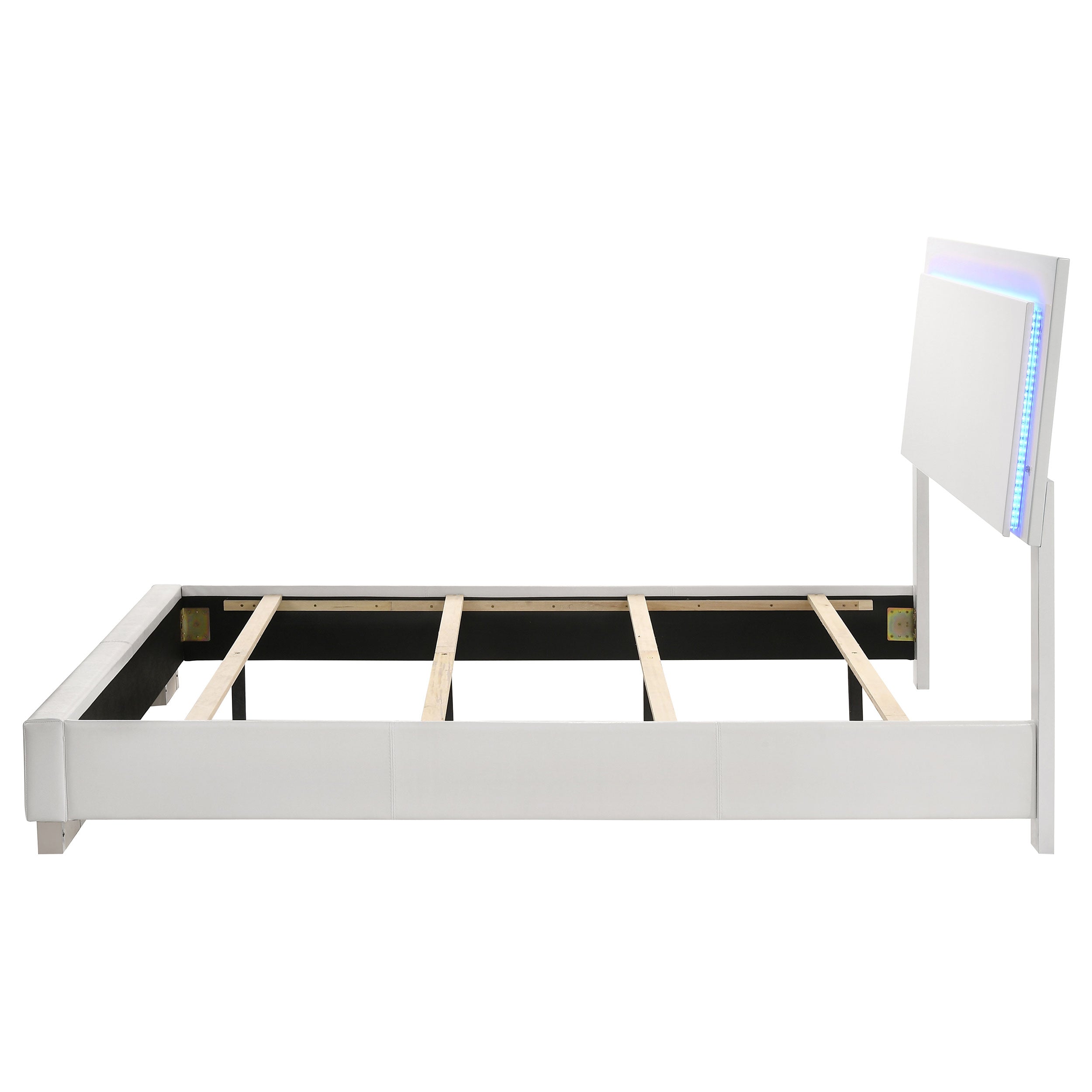 Coaster Felicity Panel Bed with LED Lighting Glossy White Twin