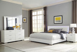 Coaster Felicity Bedroom Set with LED Headboard Glossy White Eastern King Set of 4