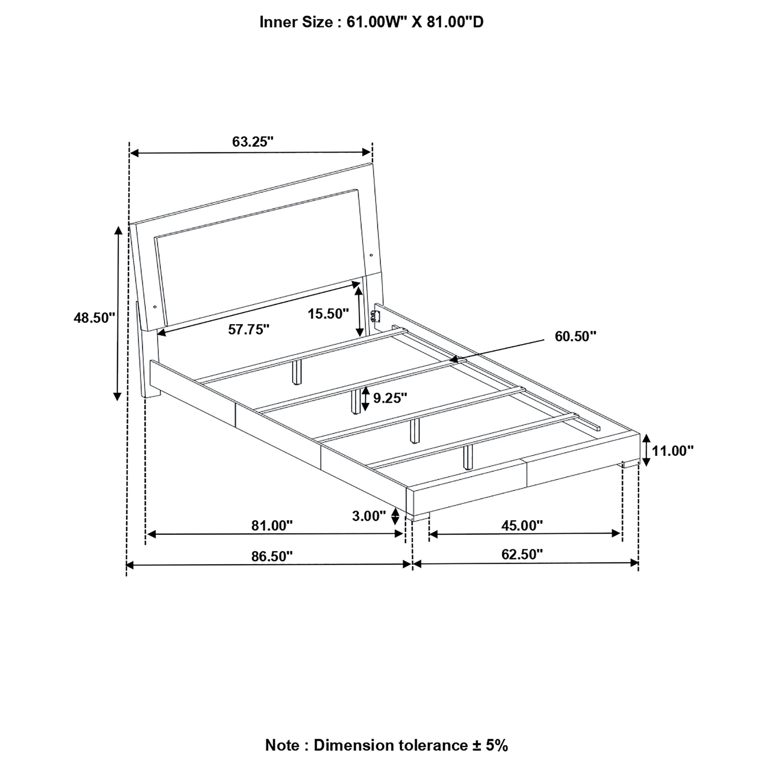 Coaster Felicity Panel Bed with LED Lighting Glossy White Twin