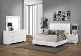 Coaster Felicity Bedroom Set with LED Mirror Glossy White Eastern King Set of 4