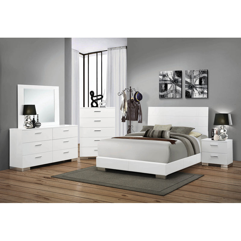 Coaster Felicity Bedroom Set Glossy White Cal King Set of 6