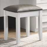 Coaster Felicity Upholstered Vanity Stool Metallic and Glossy White Default Title