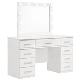 Coaster Felicity 9-drawer Vanity Desk with Lighted Mirror Glossy White Default Title