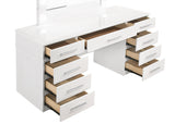 Coaster Felicity 9-drawer Vanity Desk with Lighted Mirror Glossy White Default Title