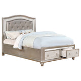 Coaster Bling Game Upholstered Storage Bed Metallic Platinum King