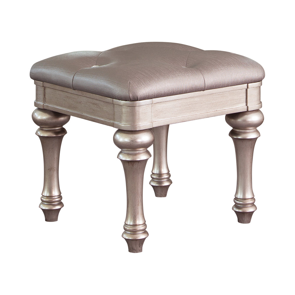 Coaster Bling Game Upholstered Vanity Stool Metallic Platinum Default Title