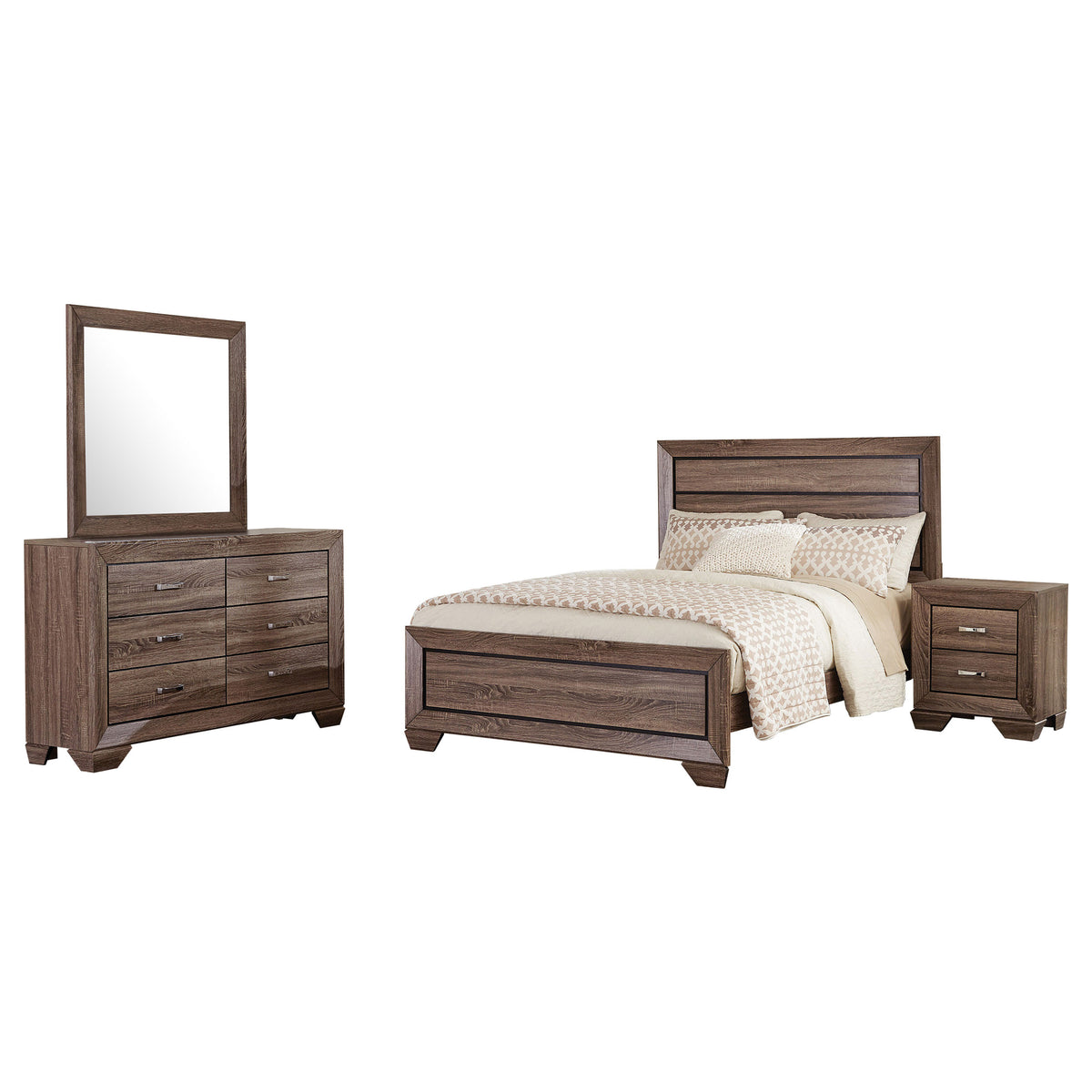 Coaster Kauffman Bedroom Set with High Straight Headboard Eastern King Set of 4