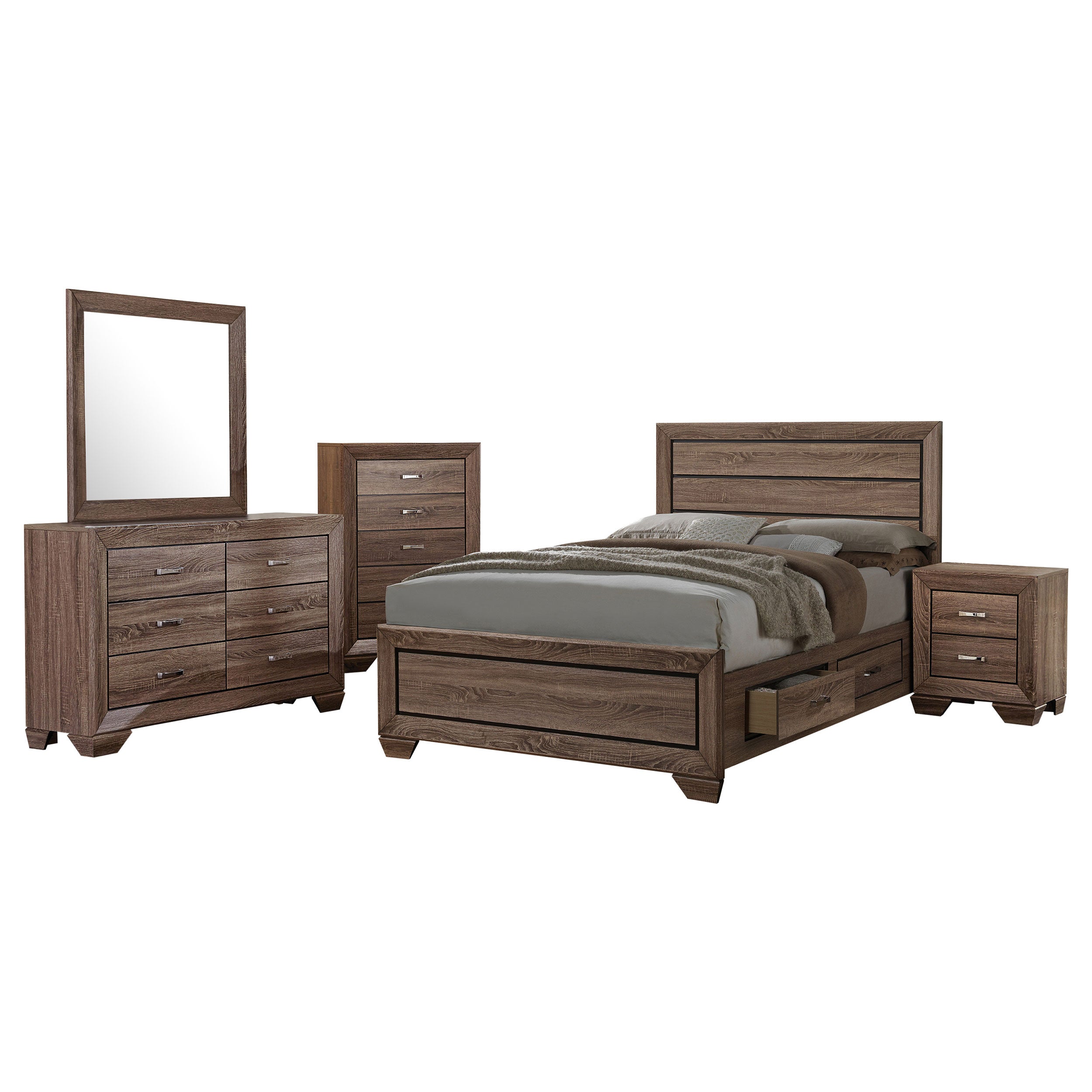 Coaster Kauffman Bedroom Set with High Straight Headboard Eastern King Set of 5