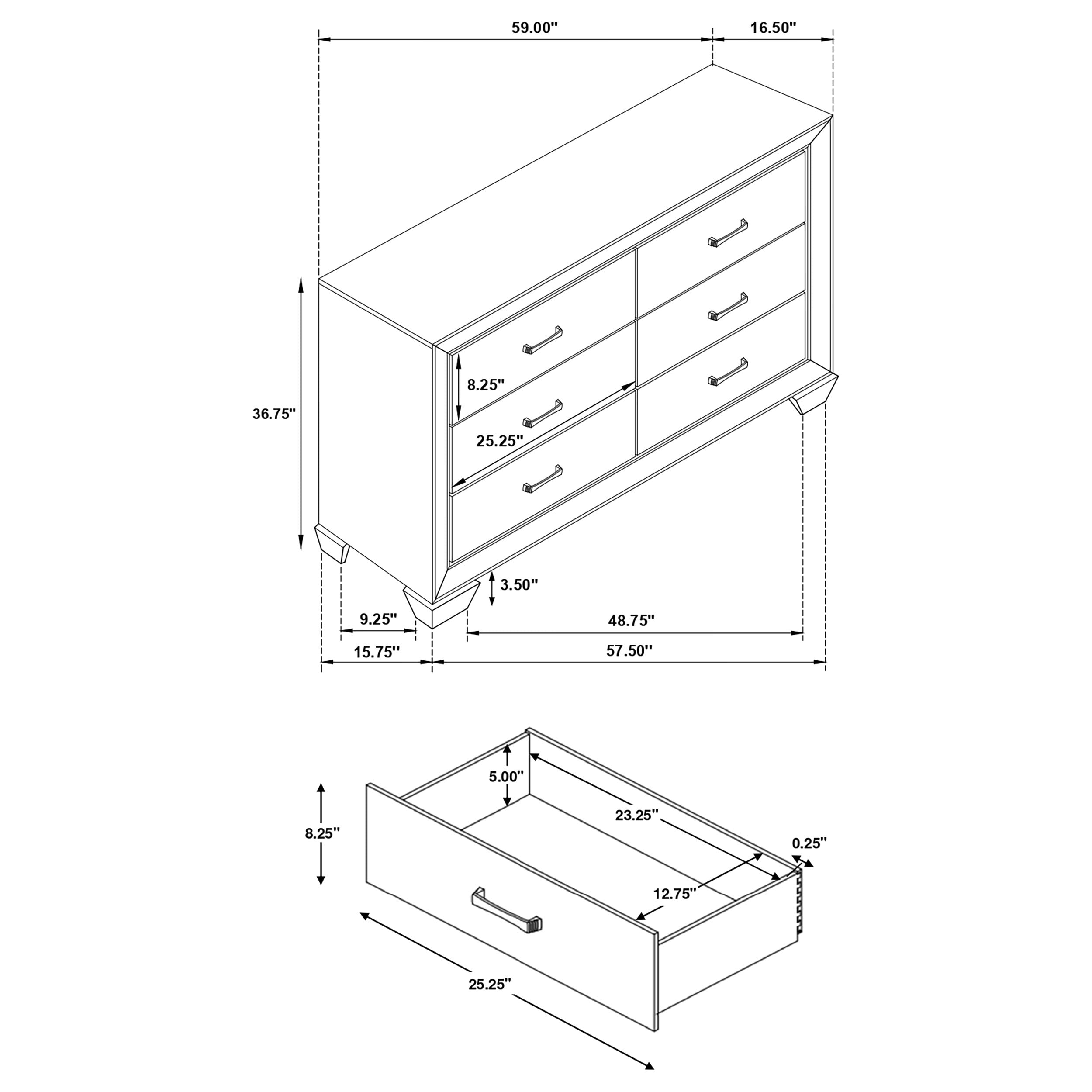 Coaster Kauffman Bedroom Set with High Straight Headboard Cal King Set of 5