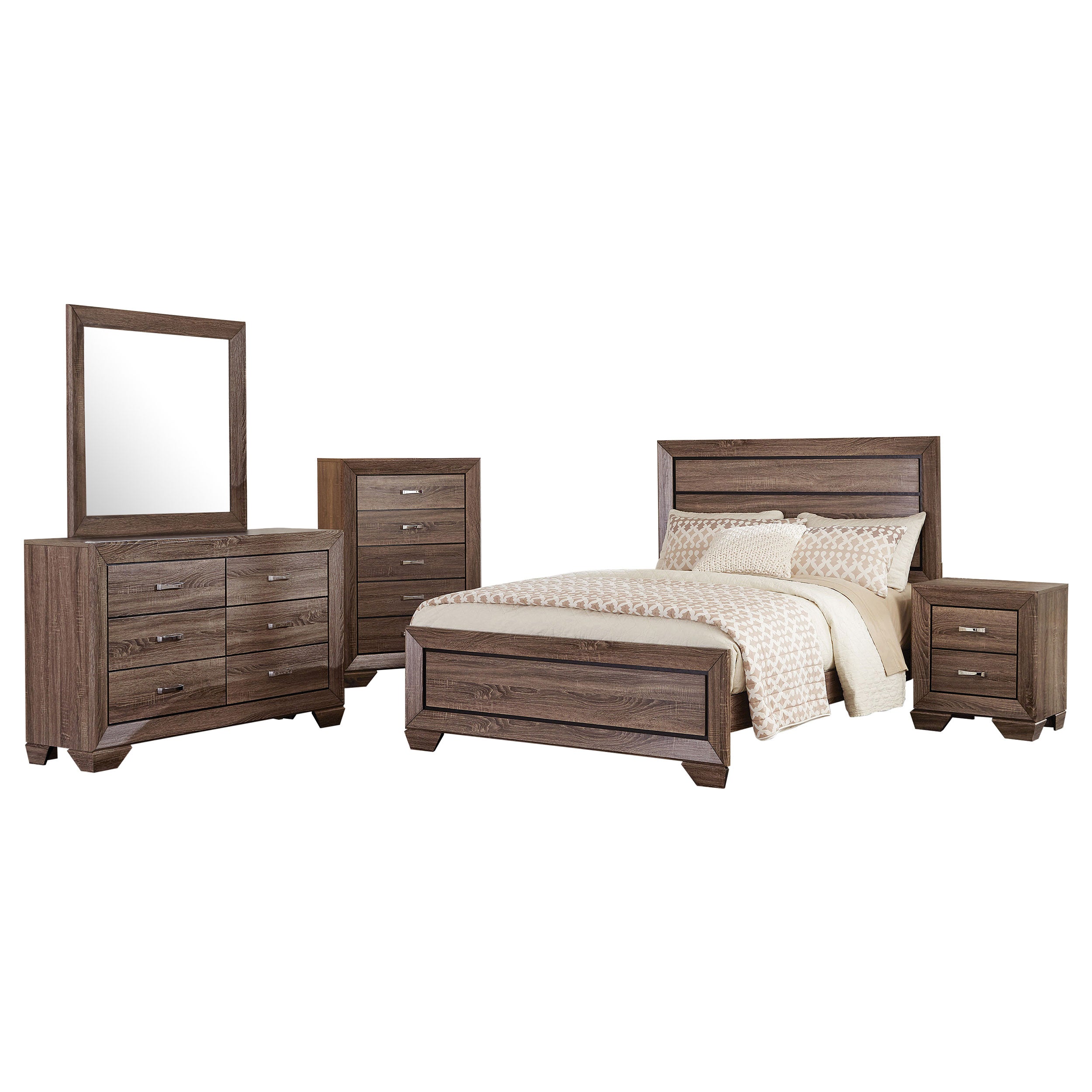 Coaster Kauffman Bedroom Set with High Straight Headboard Cal King Set of 5