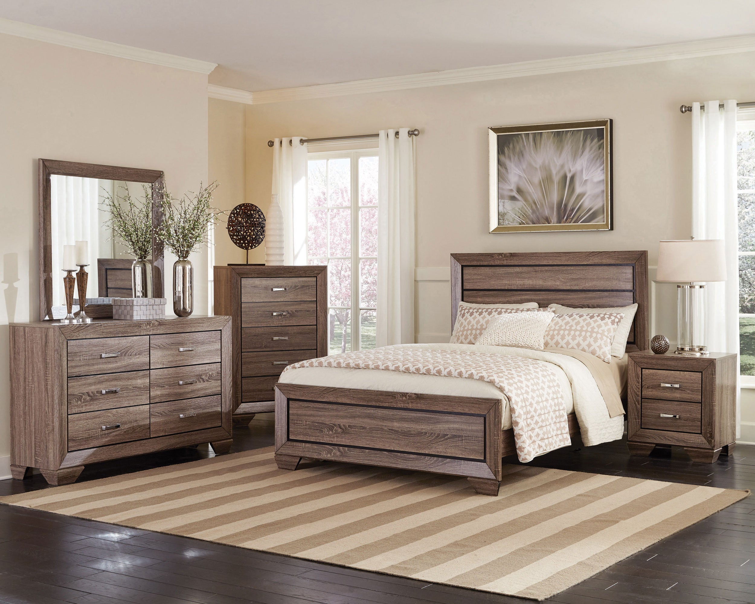 Coaster Kauffman Bedroom Set with High Straight Headboard Cal King Set of 5