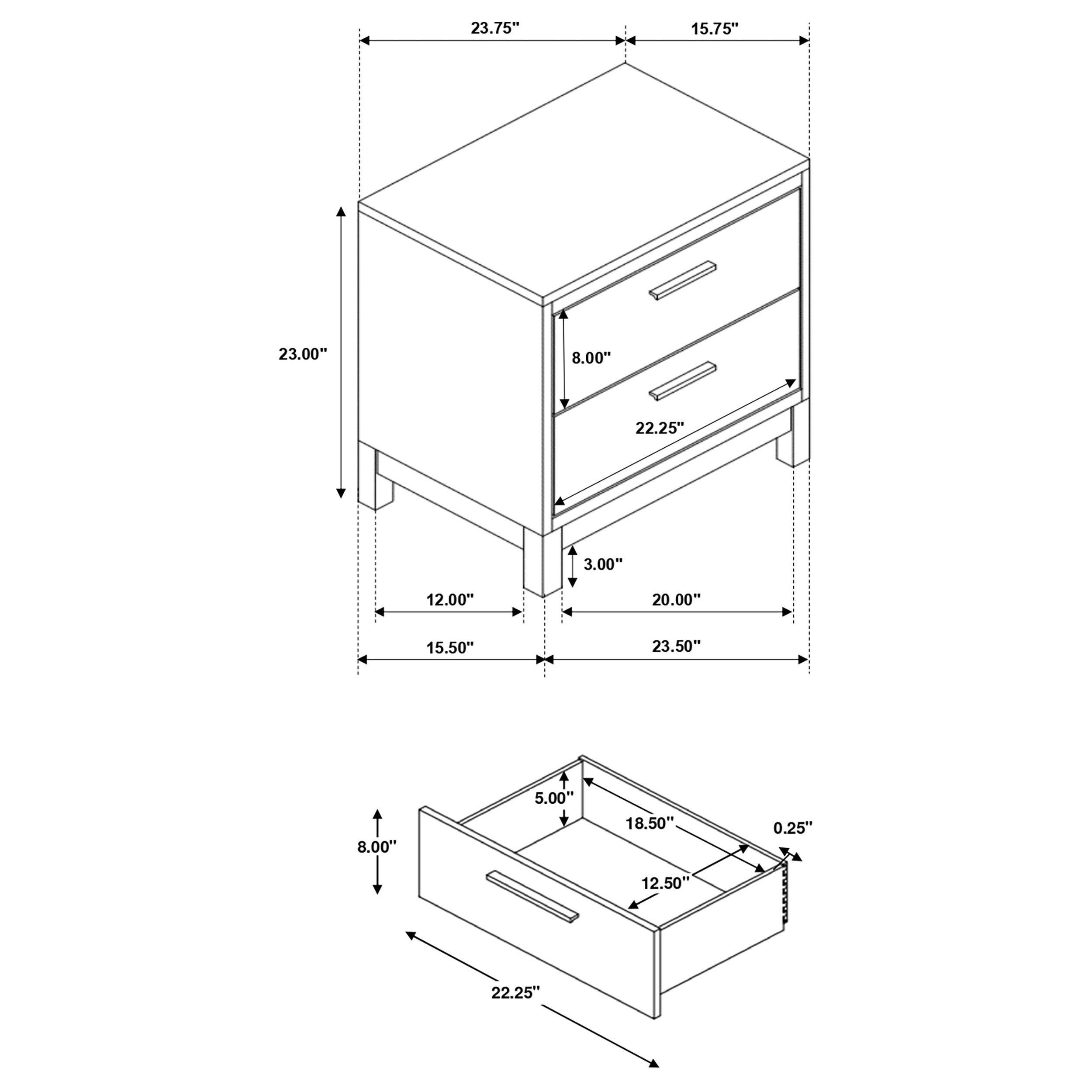 Coaster Edmonton 2-drawer Nightstand Rustic Tobacco Default Title