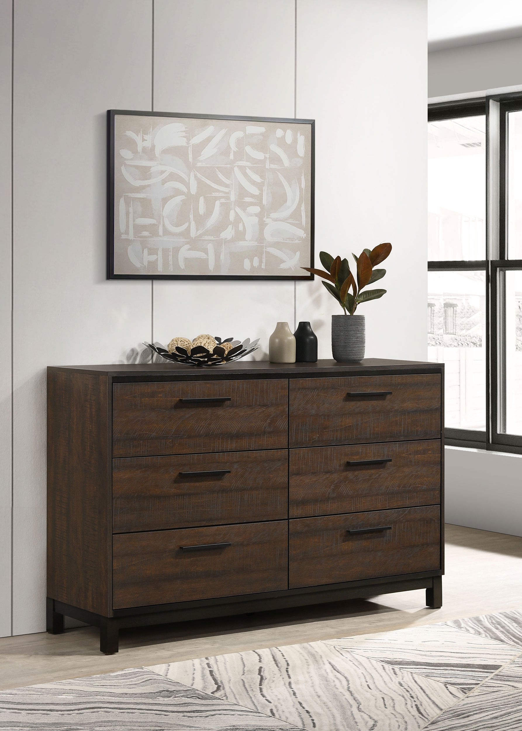 Coaster Edmonton 6-drawer Dresser with Mirror Rustic Tobacco No Mirror