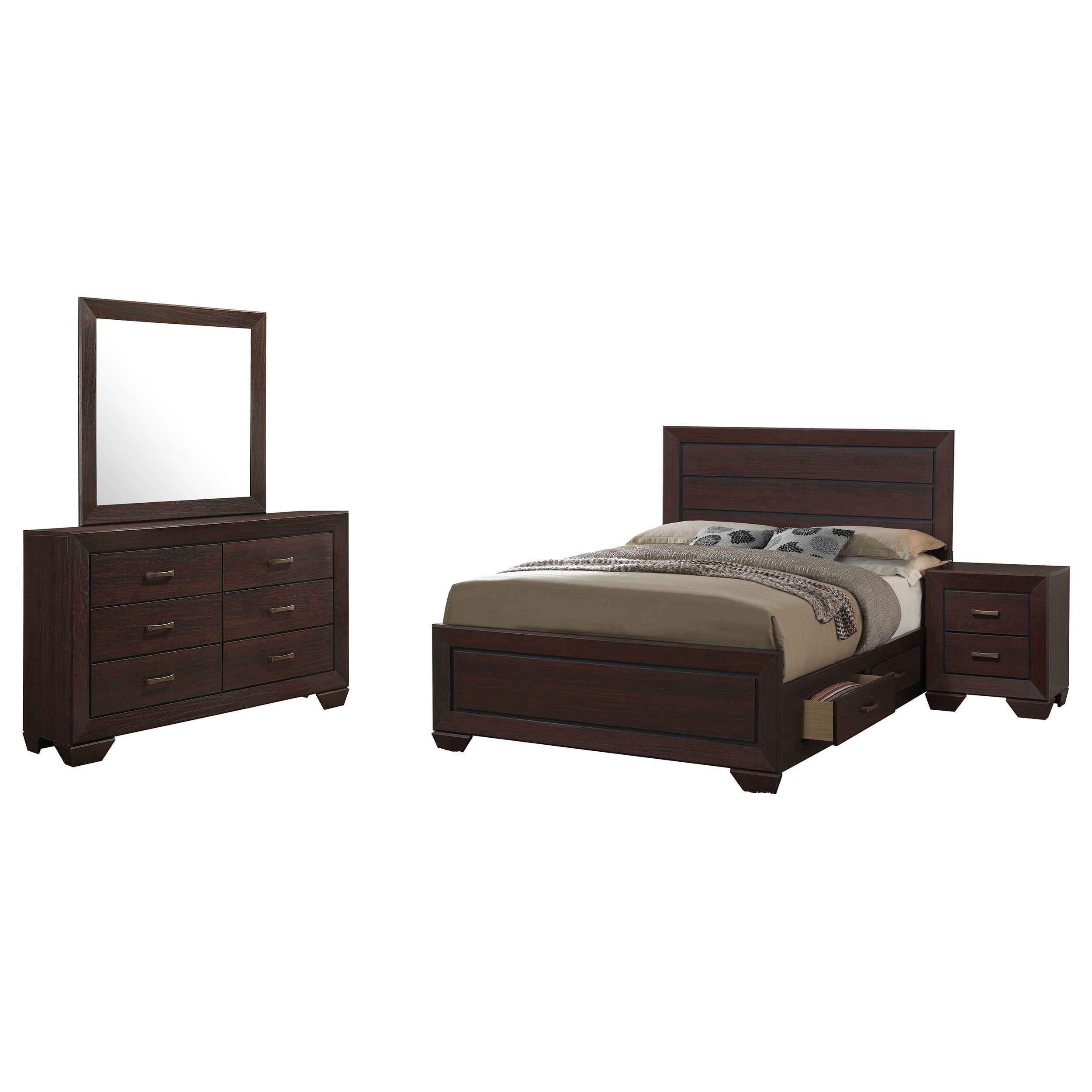 Coaster Kauffman Storage Bedroom Set with High Straight Headboard Cal King Set of 4