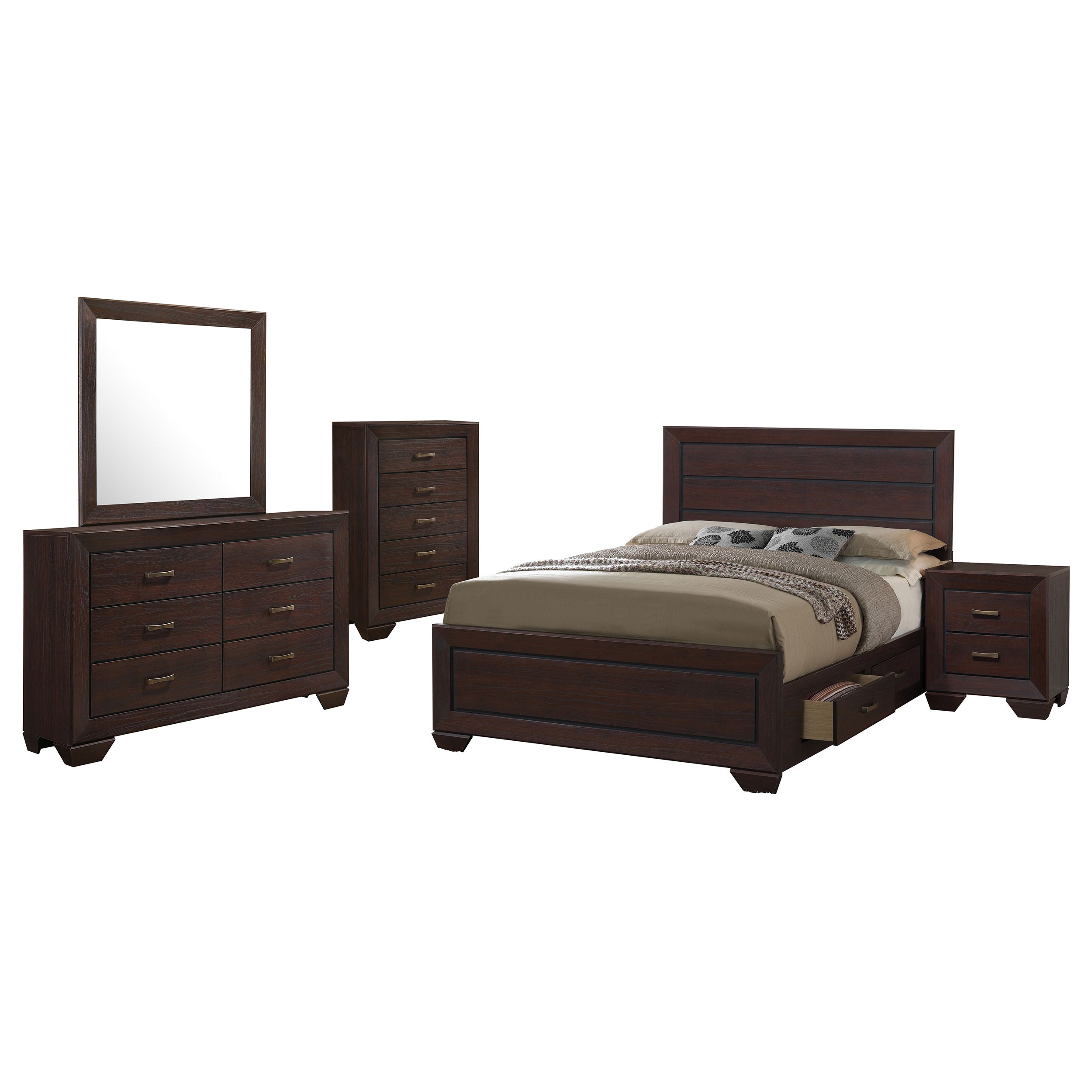 Coaster Kauffman Storage Bedroom Set with High Straight Headboard Cal King Set of 5