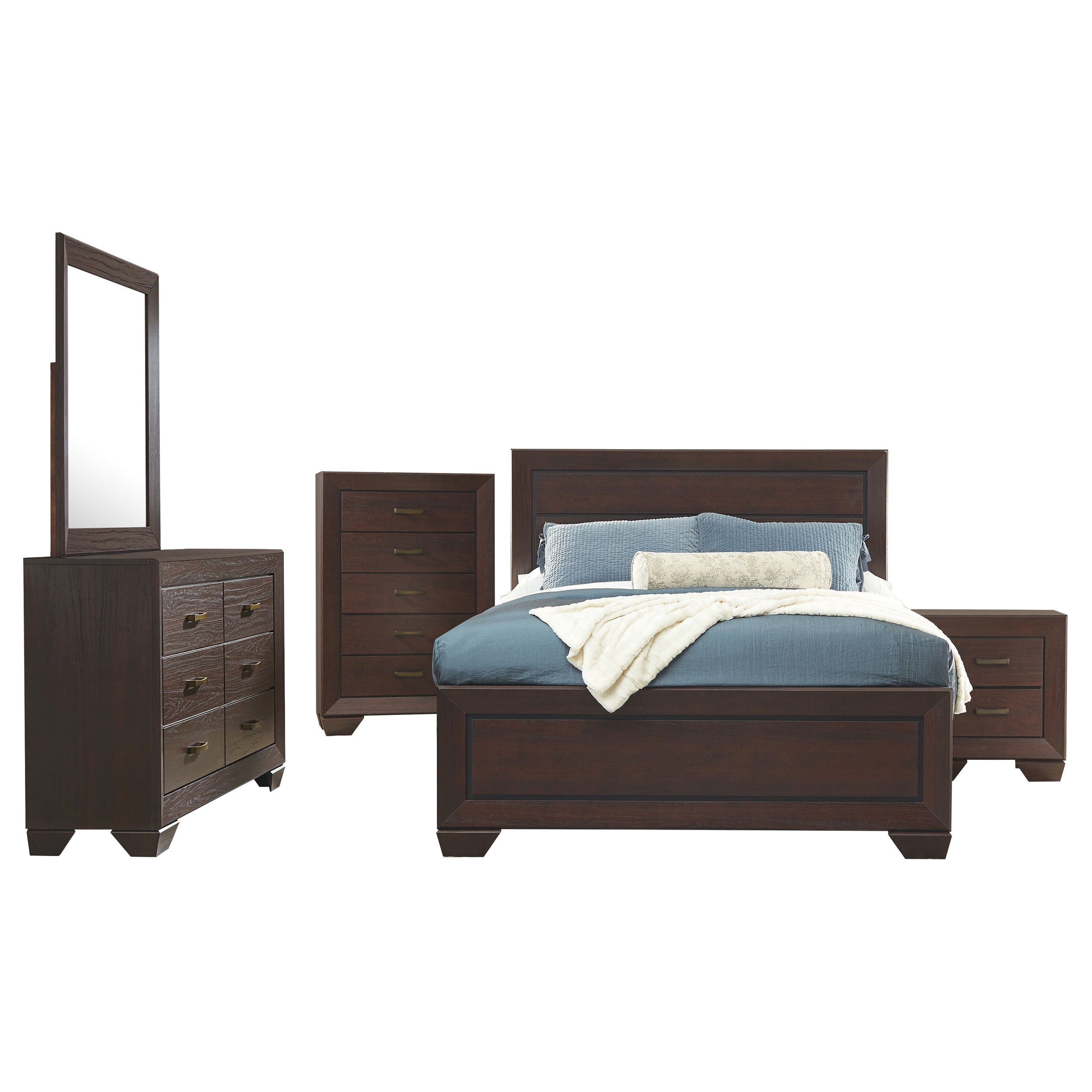 Coaster Kauffman Bedroom Set with High Straight Headboard Cal King Set of 5