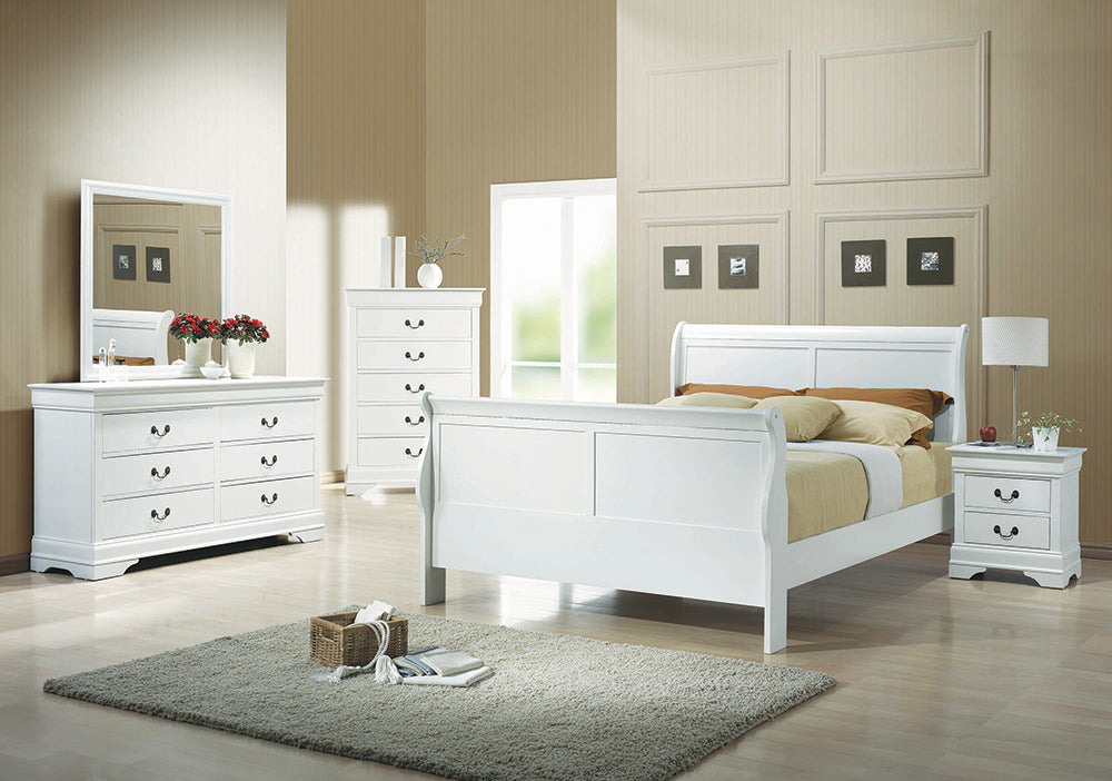 Coaster Louis Philippe Sleigh Panel Bed White Twin