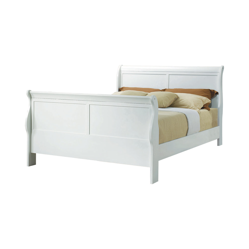 Coaster Louis Philippe Sleigh Panel Bed White Queen