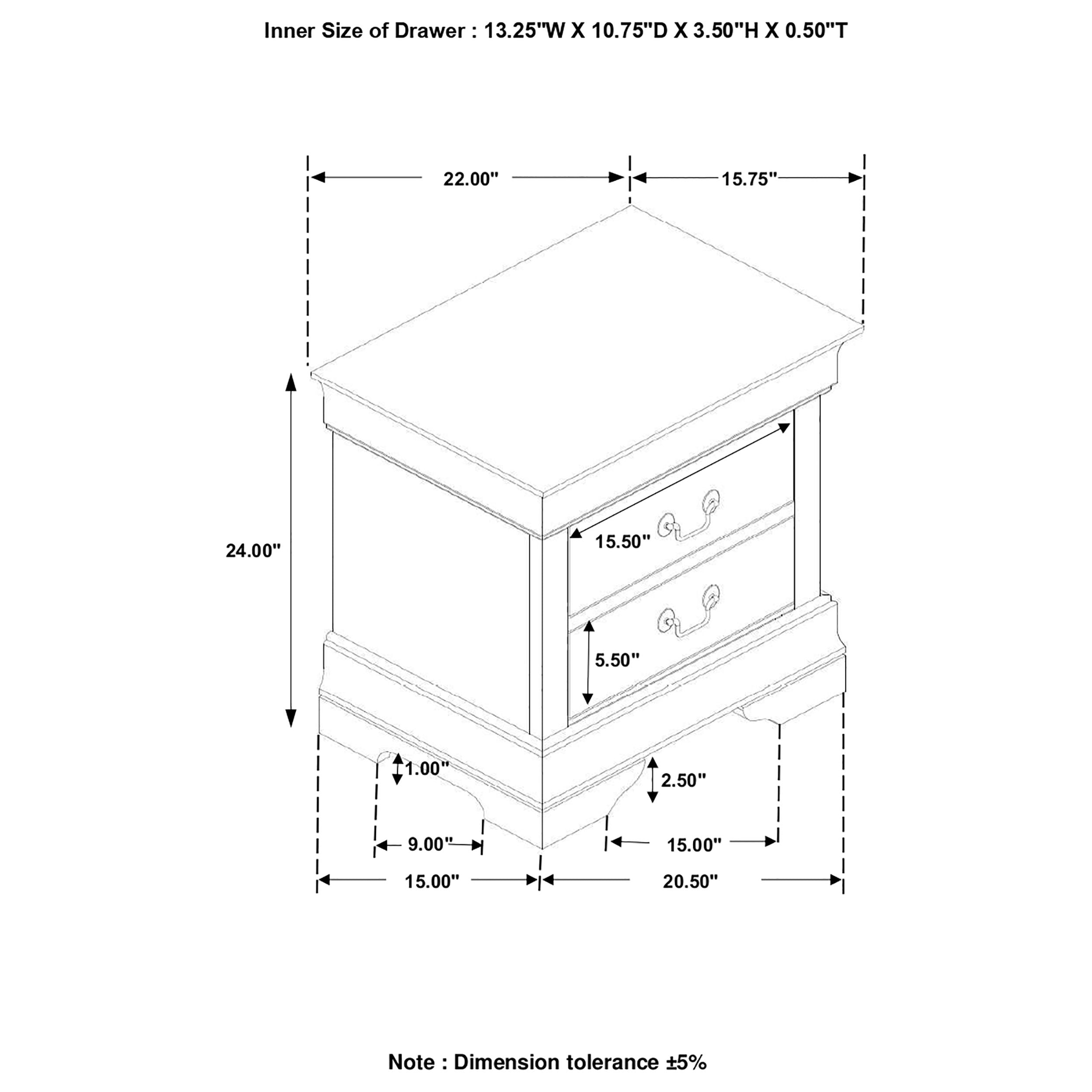 Coaster Louis Philippe 2-drawer Nightstand White Default Title